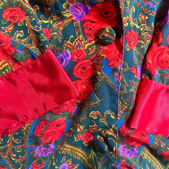 Vintage Victoria Secret Floral Red Robe - Picture 7 of 15